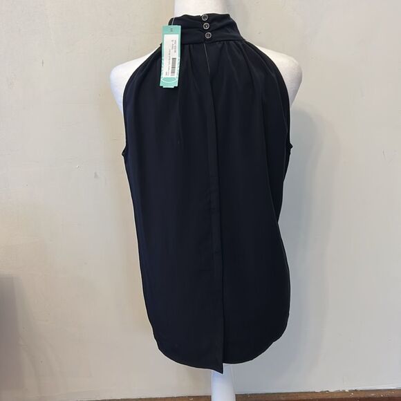 S&D Diya Halter Navy Split Back Blouse Size S New - Picture 6 of 11